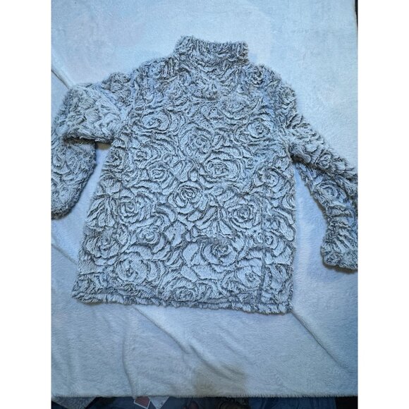 Simply Southern 1/4 Zip Pullover Sweater Grey Womens Size L Soft Faux Fur Grey - Picture 8 of 9